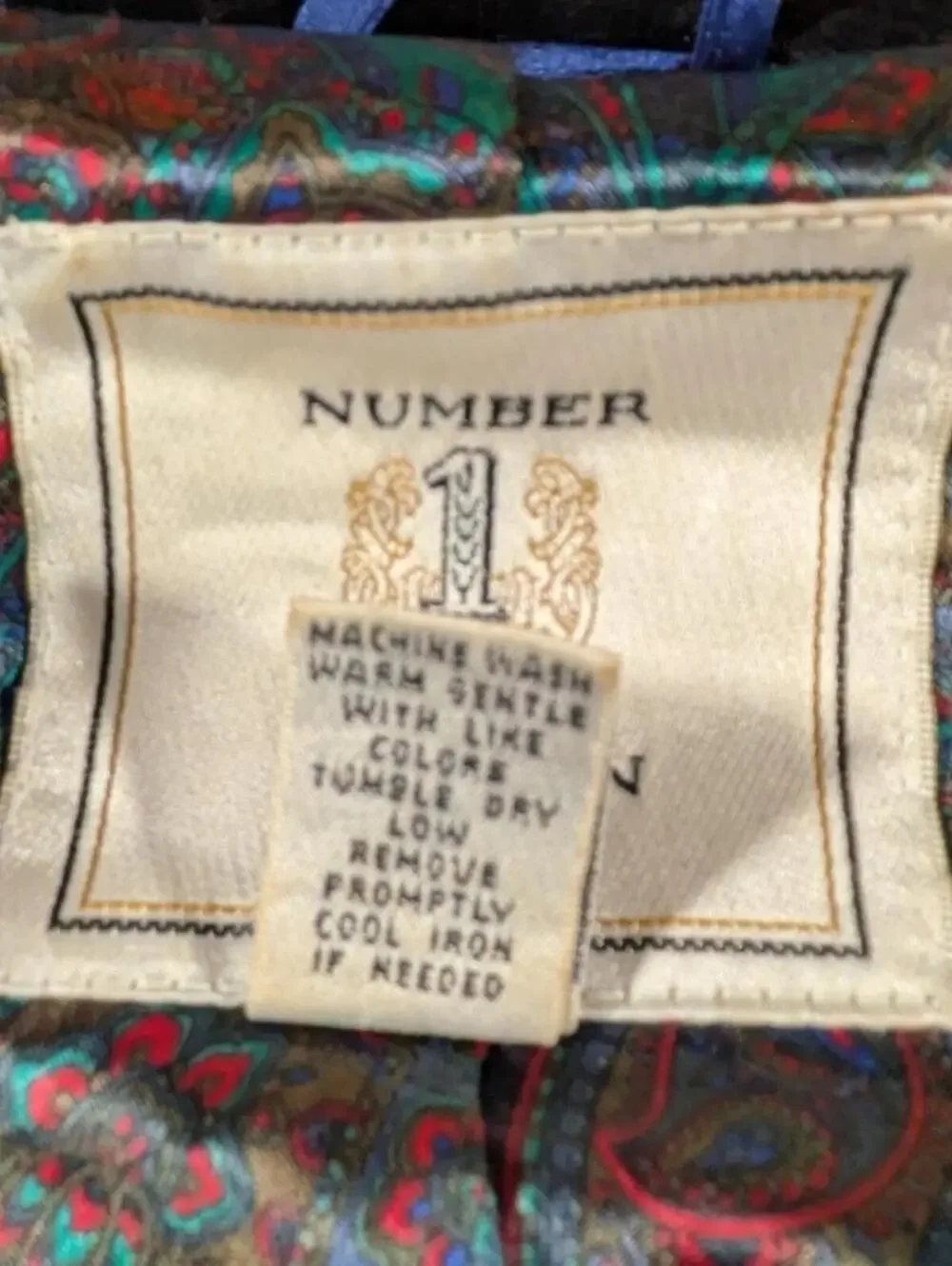 Number 1 London S/M Vintage Paisley Lined Wrap Tie Blue Satin Striped Lux Robe